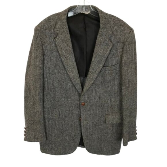 Mens Size 44 LONG 44R Vintage Harris 100% Scottish Wool Tweed Blazer Jacket - Picture 1 of 7